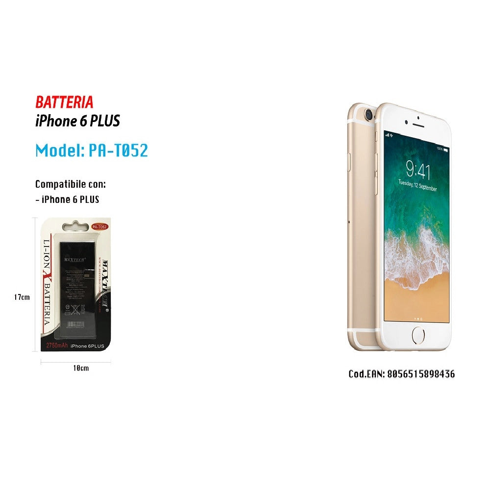 Trade Shop - Batteria Per Iphone 6 Plus 2750mah Batteria Di Ricambio Smartphone Maxtech Pa-t052 -