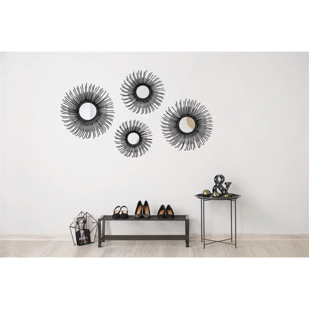 Set di 4 Specchi da Parete Duke Design a Raggiera Nero