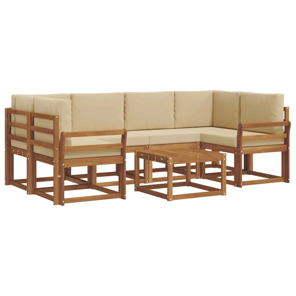 Set di divani da esterno con cuscino 7 pcs Naturale e Beige 3366081
