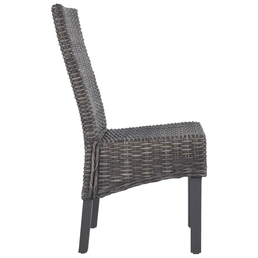 Sedie da Pranzo 2 pz Marroni in Rattan Kubu e Legno di Mogano 246655