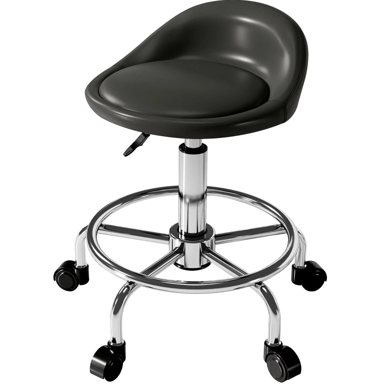 Sgabello girevole con schienale, altezza regolabile 59-75 cm, nero