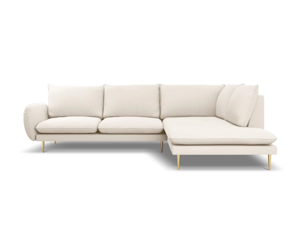 Cosmopolitan Design - Divano angolare destro "Vienna" 6 posti in bouclé beige 