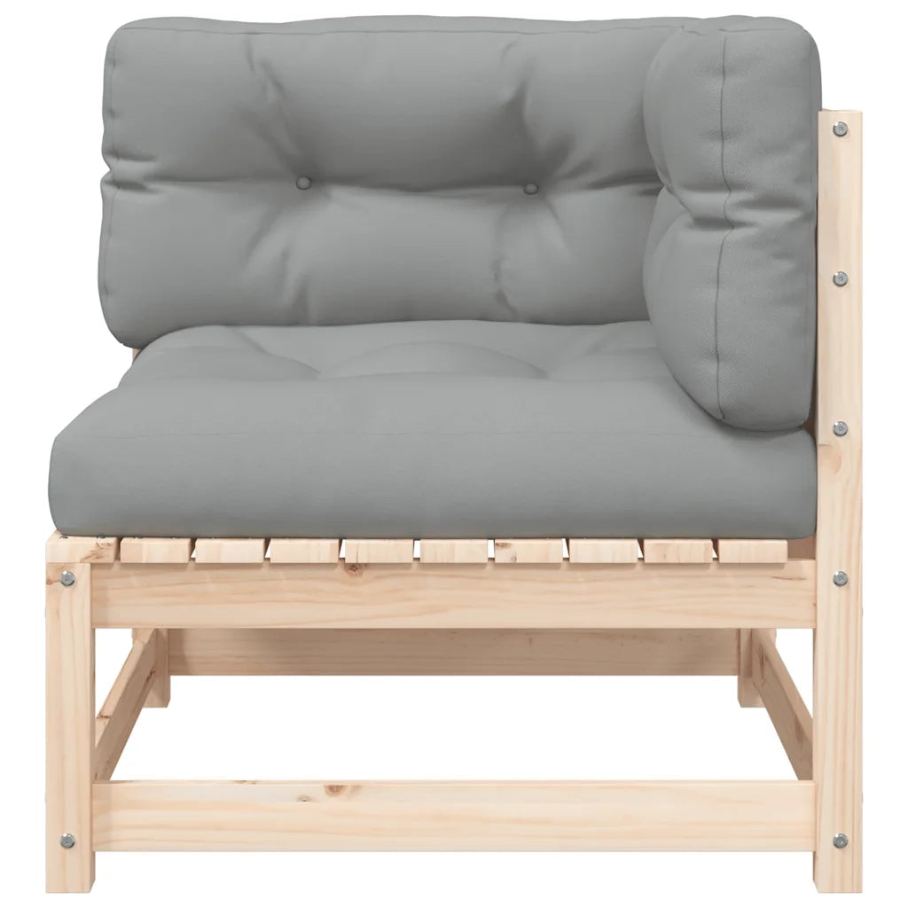 Divano angolare da giardino con cuscini-Sofa da giardino-Divano da esterno Legno Massello di Pino
