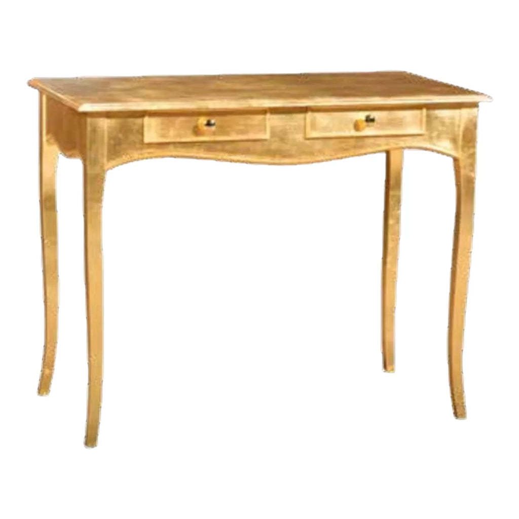 Consolle in legno 2 cassetti finitura foglia oro  l.101 p.54 h.80 - Mobili 2G