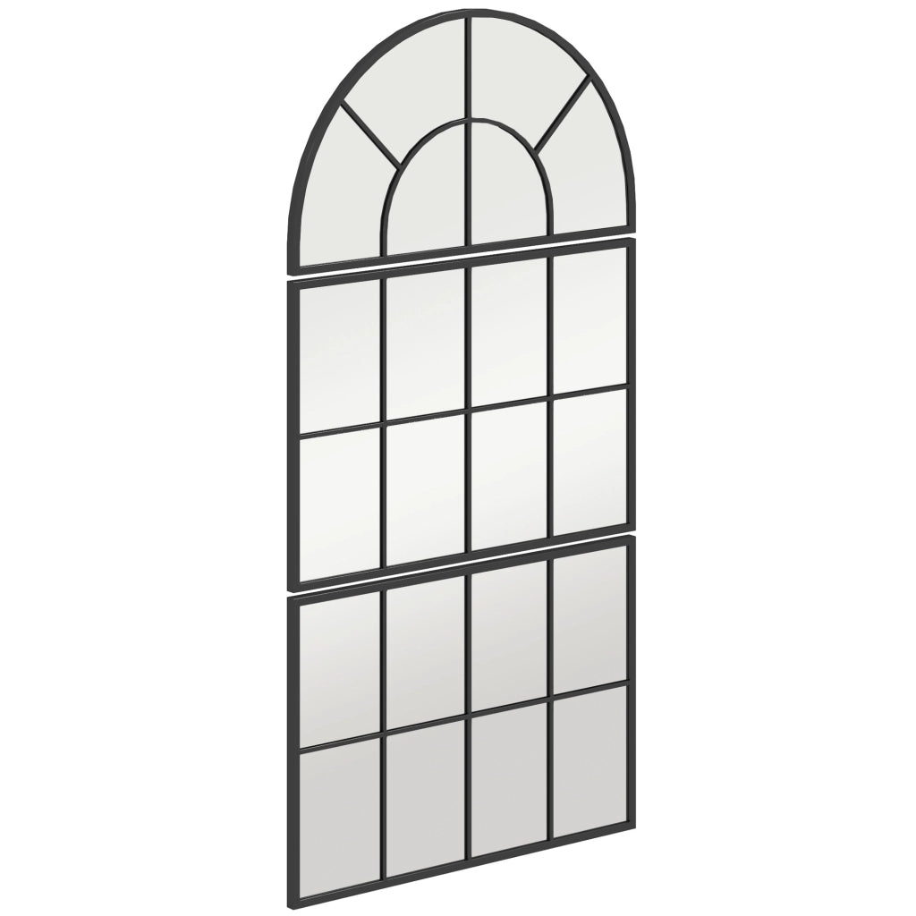 Specchio da Parete ad Arco Stile Finestra per Camera da Letto e Ingresso, 76x43 cm, Nero