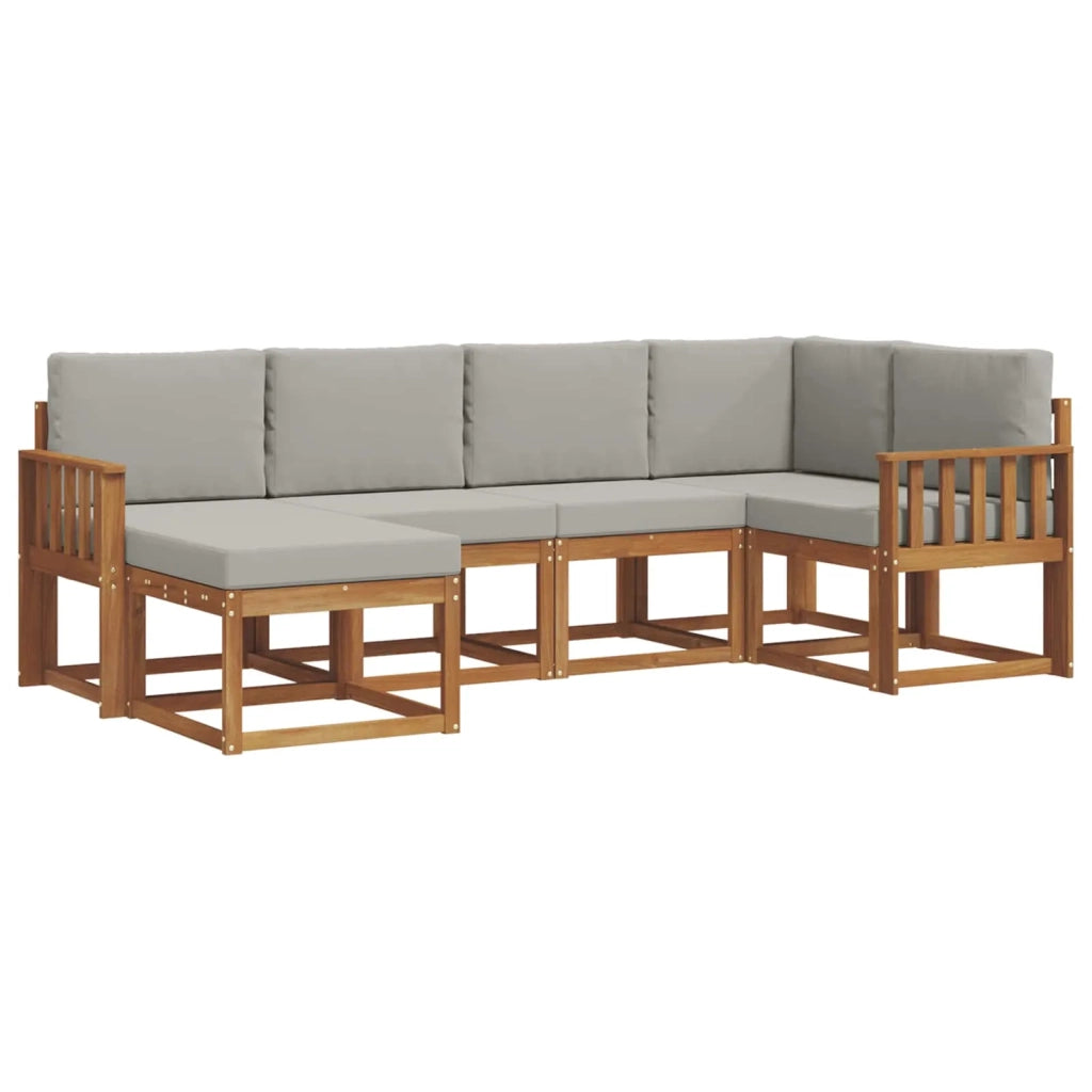 Set di divani da esterno 6 pcs Grigio Naturale e Chiaro 3366634