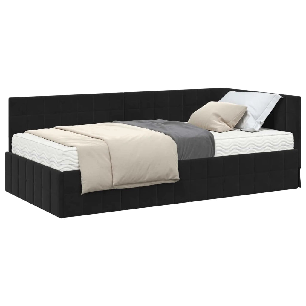 Struttura Letto Angolare con Materasso 2 pcs Nero Velluto 3393933