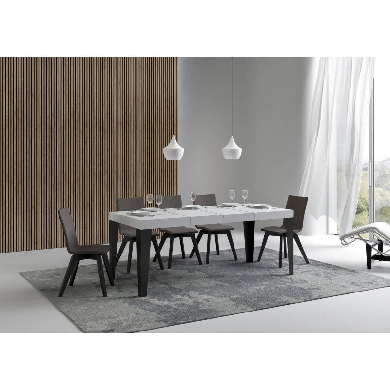 Tavolo allungabile 140/400x90 cm Flame Premium telaio Antracite - Bianco Frassino