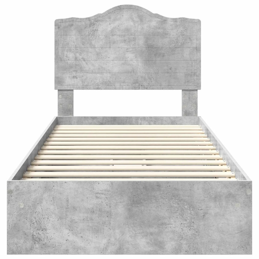 Letto con Contenitore con testiera Grigio cemento 90 x 190 cm