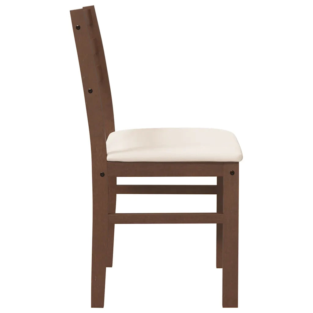 Sedie da Pranzo con Cuscini 2pz Marrone Legno Massello di Hevea