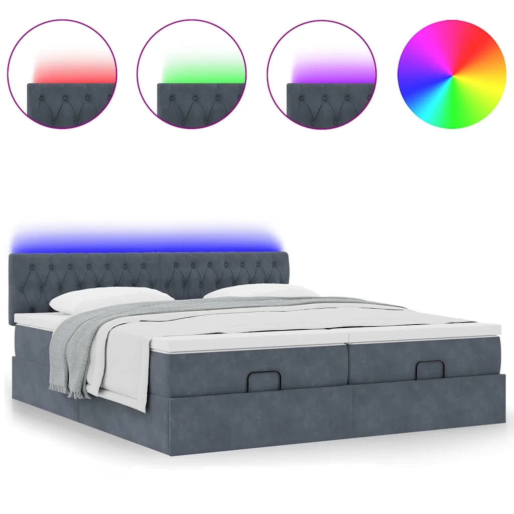 Struttura Letto Pouf con Materassi 200x200 cm Velluto 3312948