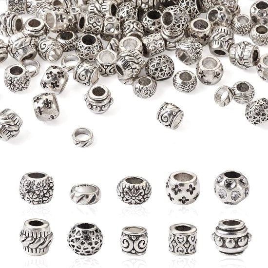 Accessori per gioielli a catenina 100 pezzi - Stile tibetano - Argento antico - Catenine a grande foro - Forme miste - Senza cadmio e senza piombo - Catenine per accessori