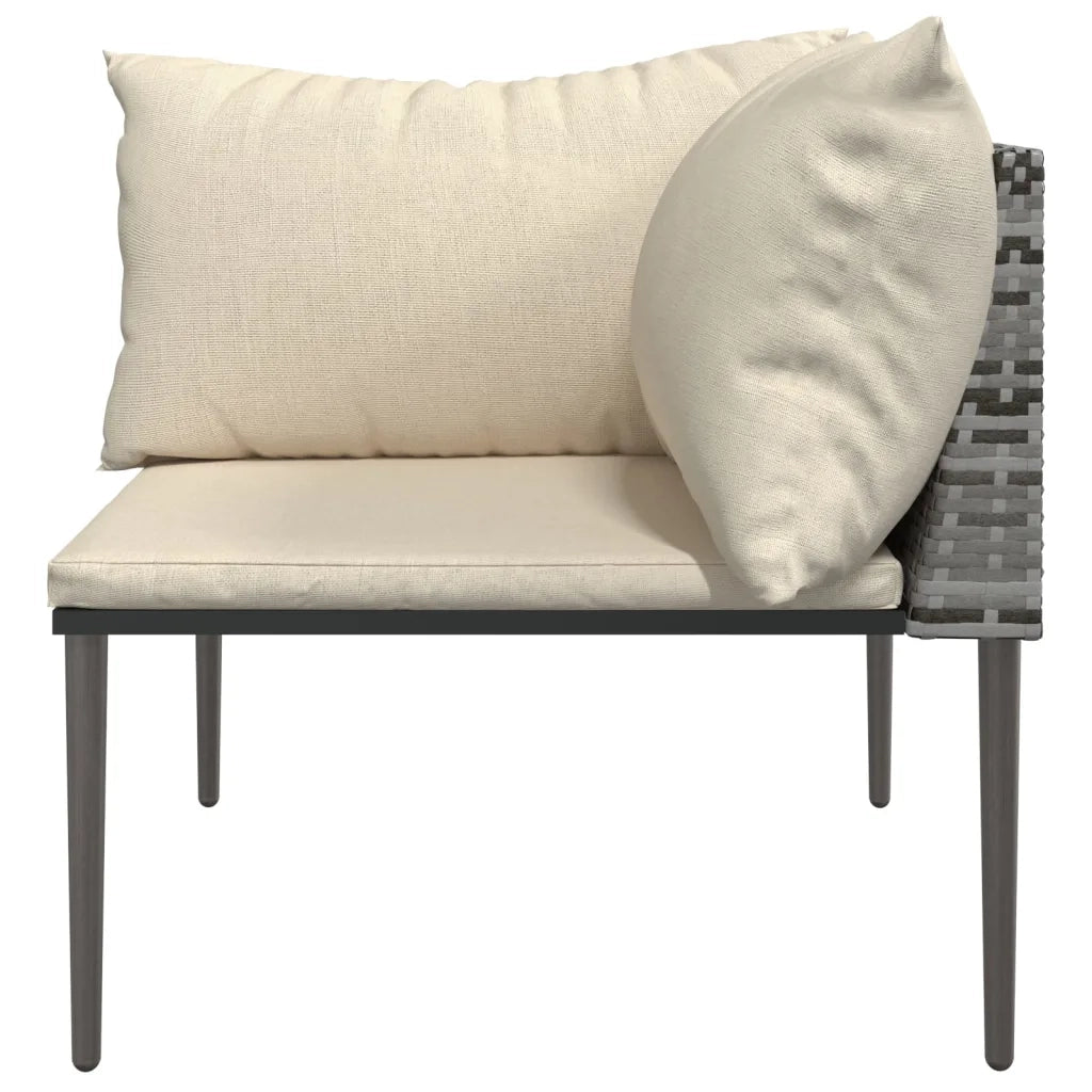 Divano Angolare da Giardino con Cuscini in Polyrattan Grigio 364123