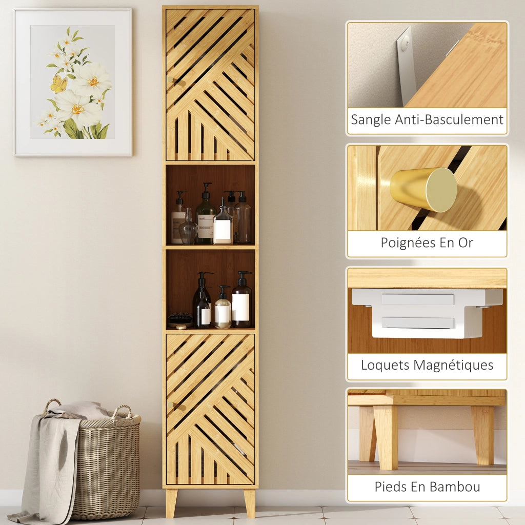 Armadio da bagno colonna ¨C zephmum ¨C legno naturale 32x30x170cm