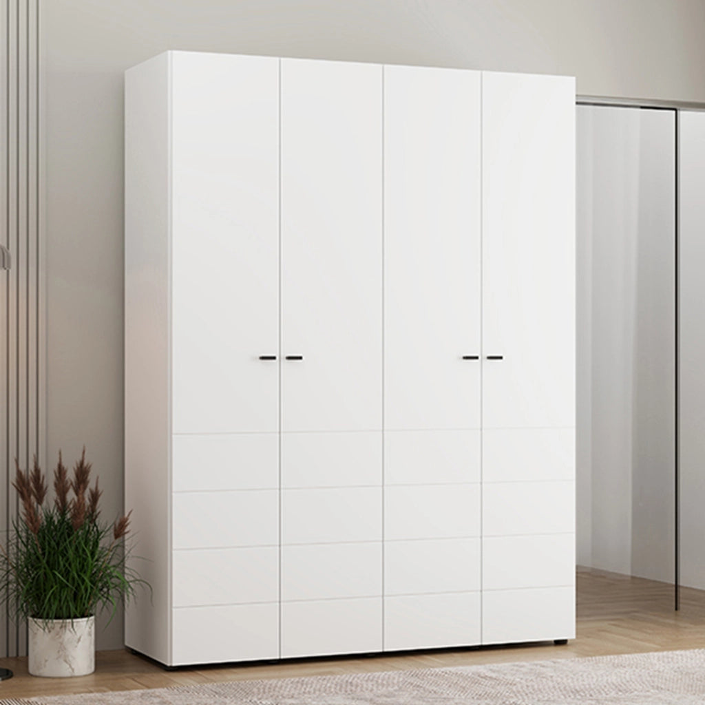 Armadio Camera da Letto Soris, Guardaroba Grande Appendiabiti, 155x208h cm Bianco Opaco