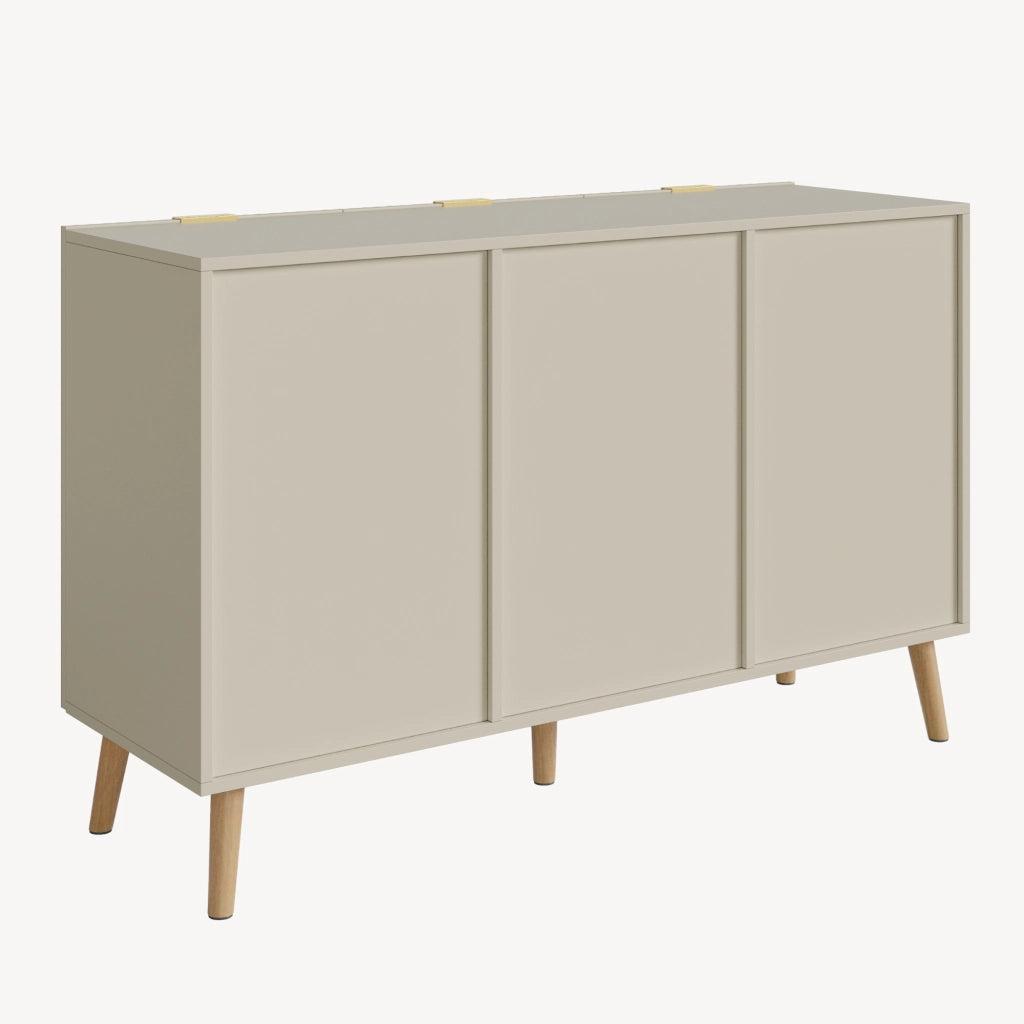 Credenza Nand Madia con 3 Ante Scanalate 120x40x76 cm color Sabbia [en.casa]