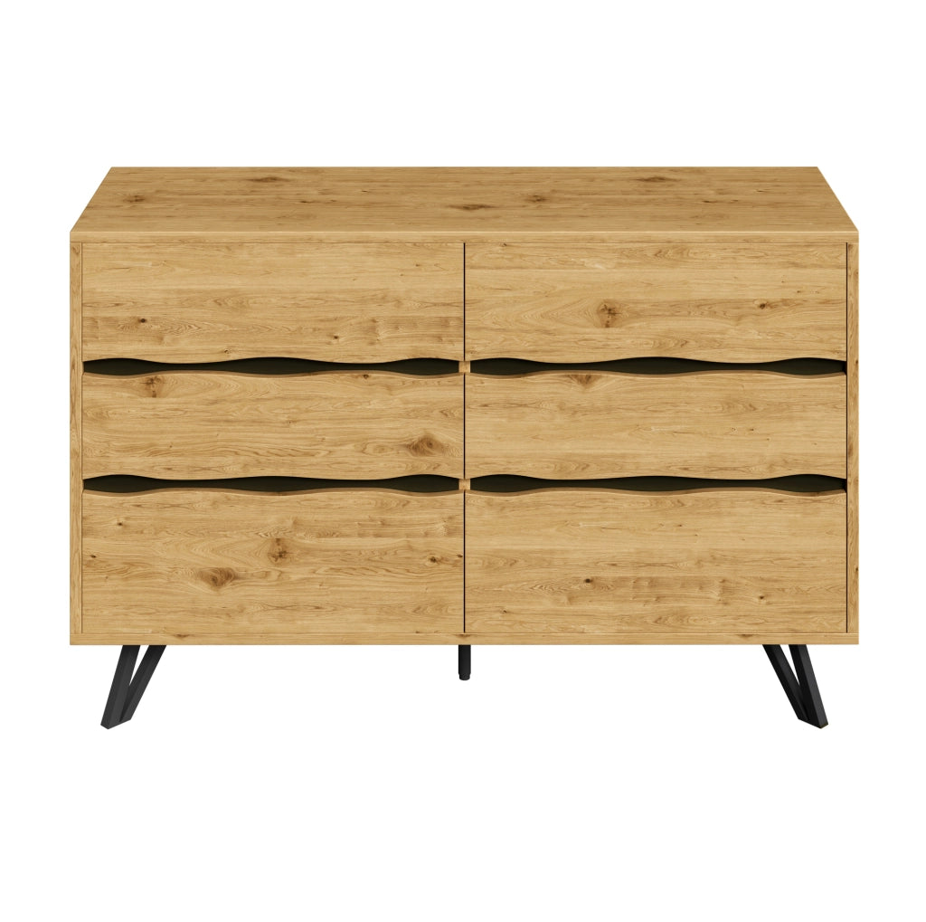 Credenza moderna in legno con 6 cassetti, 120x40x75,5 cm