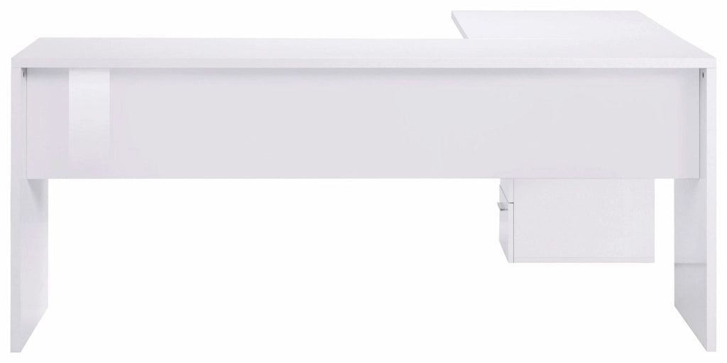 Scrivania Angolare 180/160x60x75cm cm New Selina Bianco Lucido e Ardesia