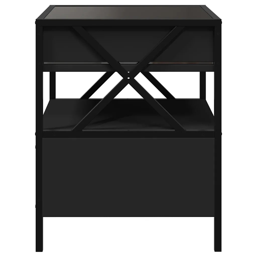 Tavolino da Salotto con LED Infinity-Tavolino da soggiorno Nero 40x40x51 cm 858722
