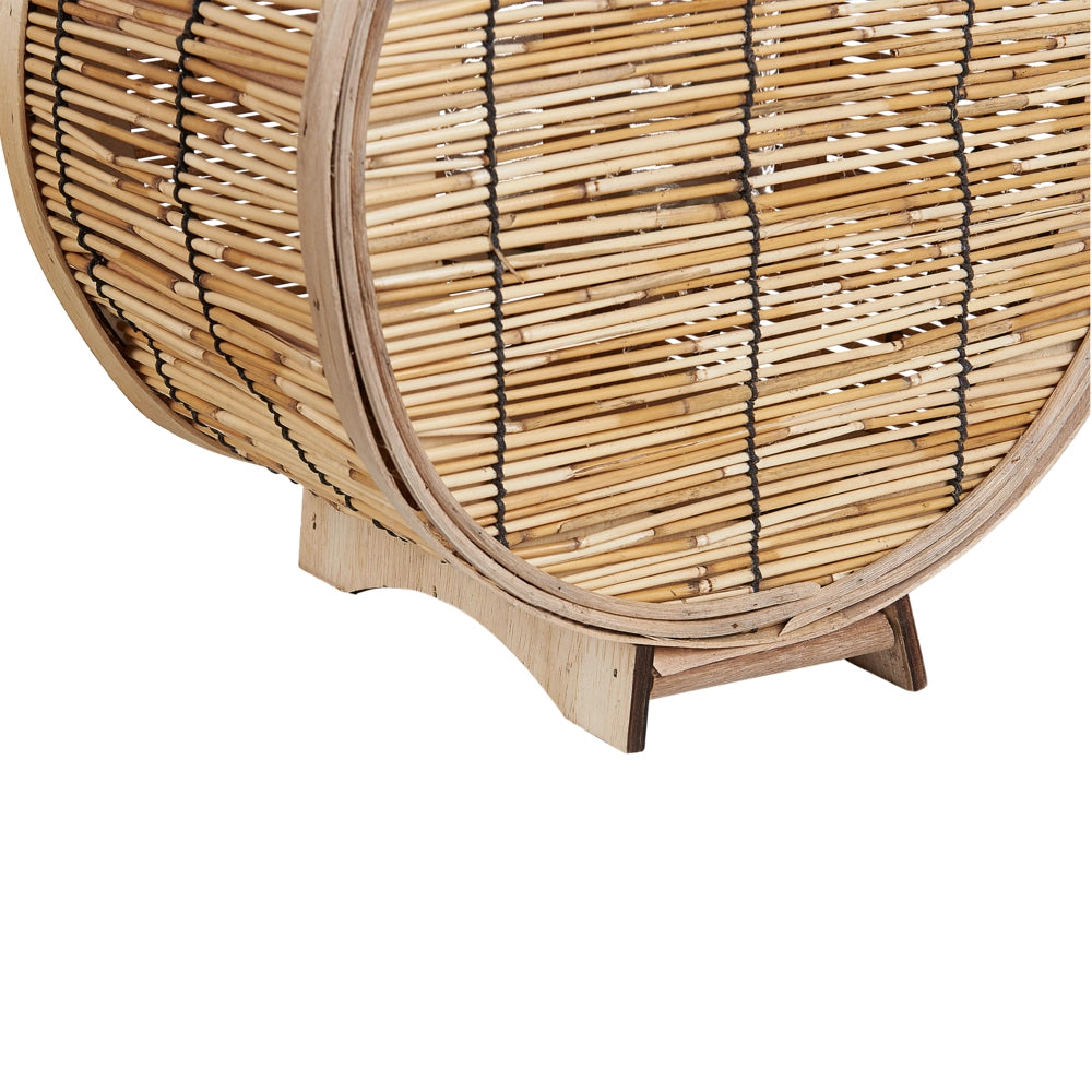 Lanterna porta candela in rattan naturale forma tonda 30 cm in stile boho per interni ed esterni