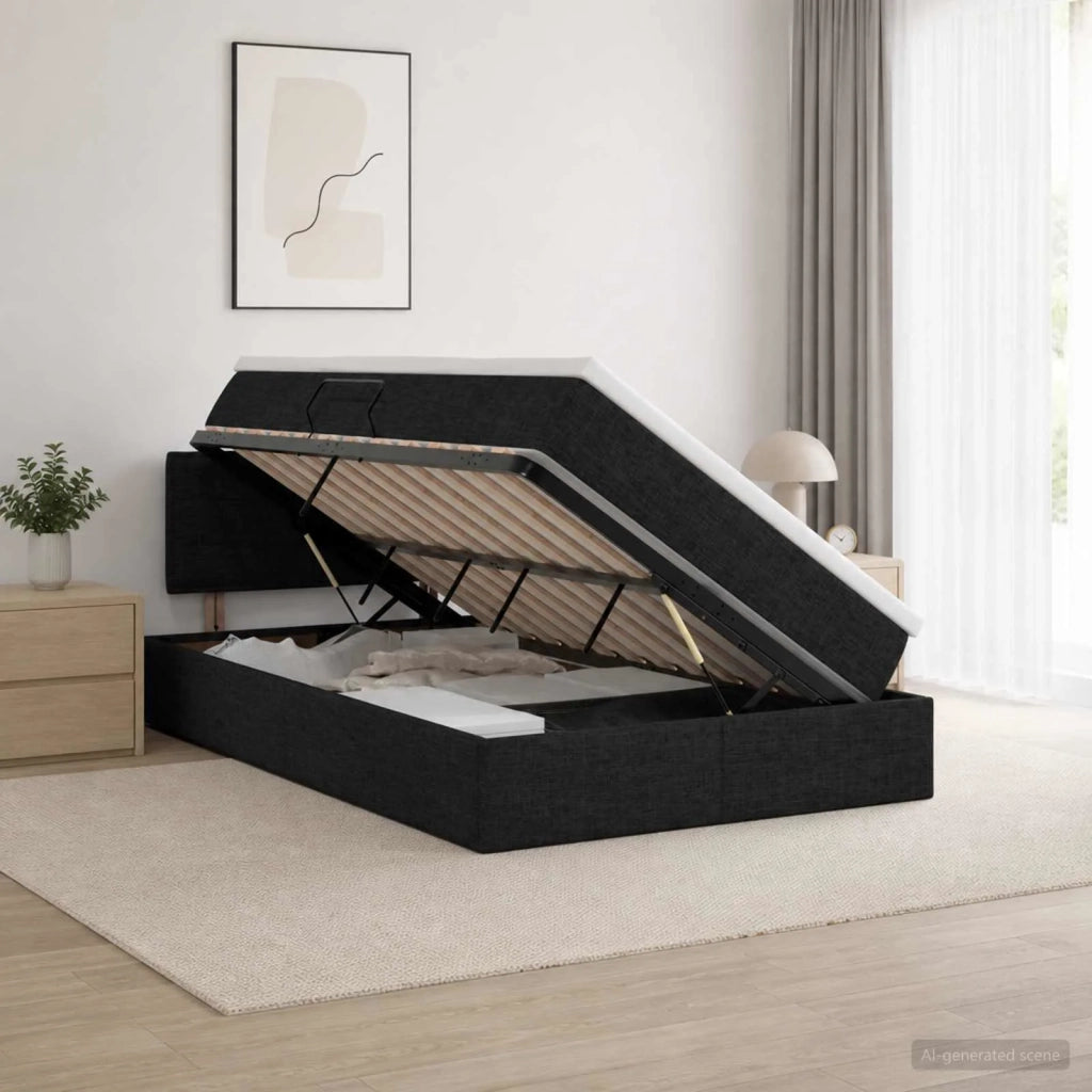 Letto con contenitore e materasso Nero 120 x 200 cm Velluto 3458552