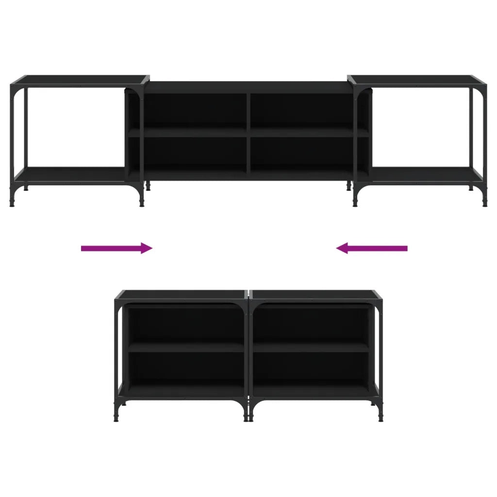 Mobile Porta TV Nero 203x37x50 cm in Legno Multistrato 837607