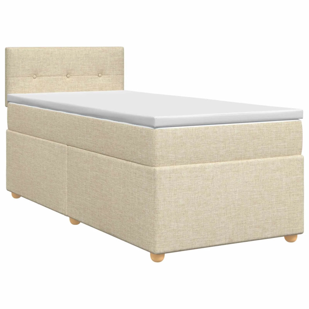 Letto box spring con materasso Crema 90 x 200 cm Tessuto 3450872
