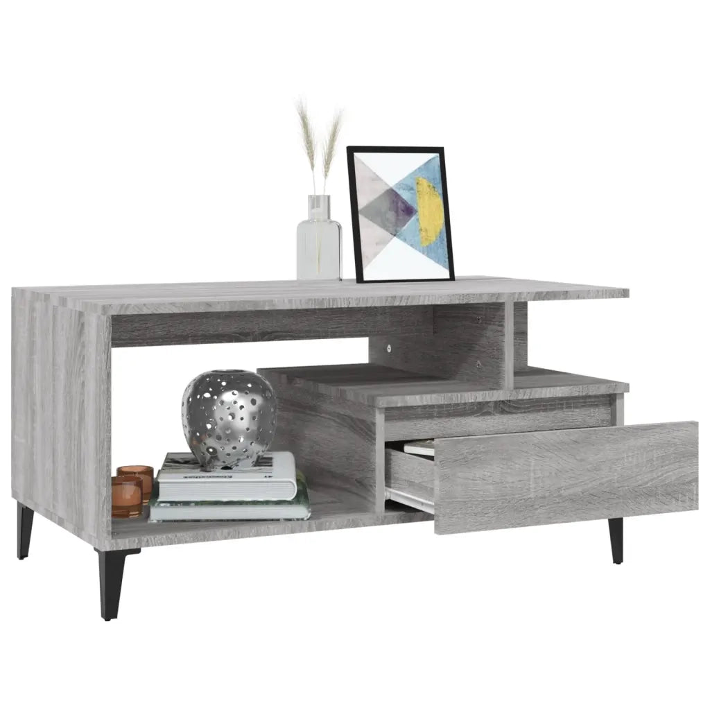 Tavolino da Salotto Grigio Sonoma 90x49x45 cm Legno Multistrato cod mxl 20341