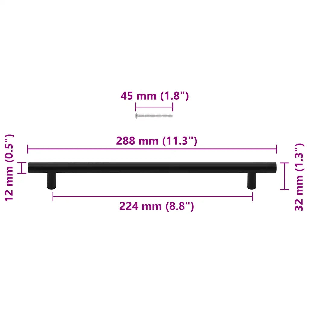 Maniglie per Mobili 5pz Nere 224mm in Acciaio Inox 155369