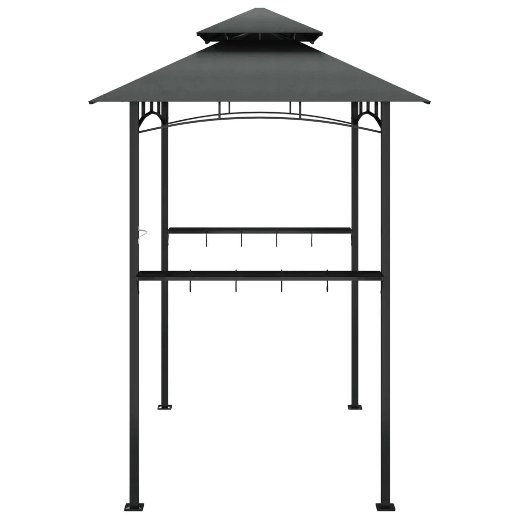 Gazebo Barbecue Ripiani Laterali Antracite 240x150x243 Acciaio