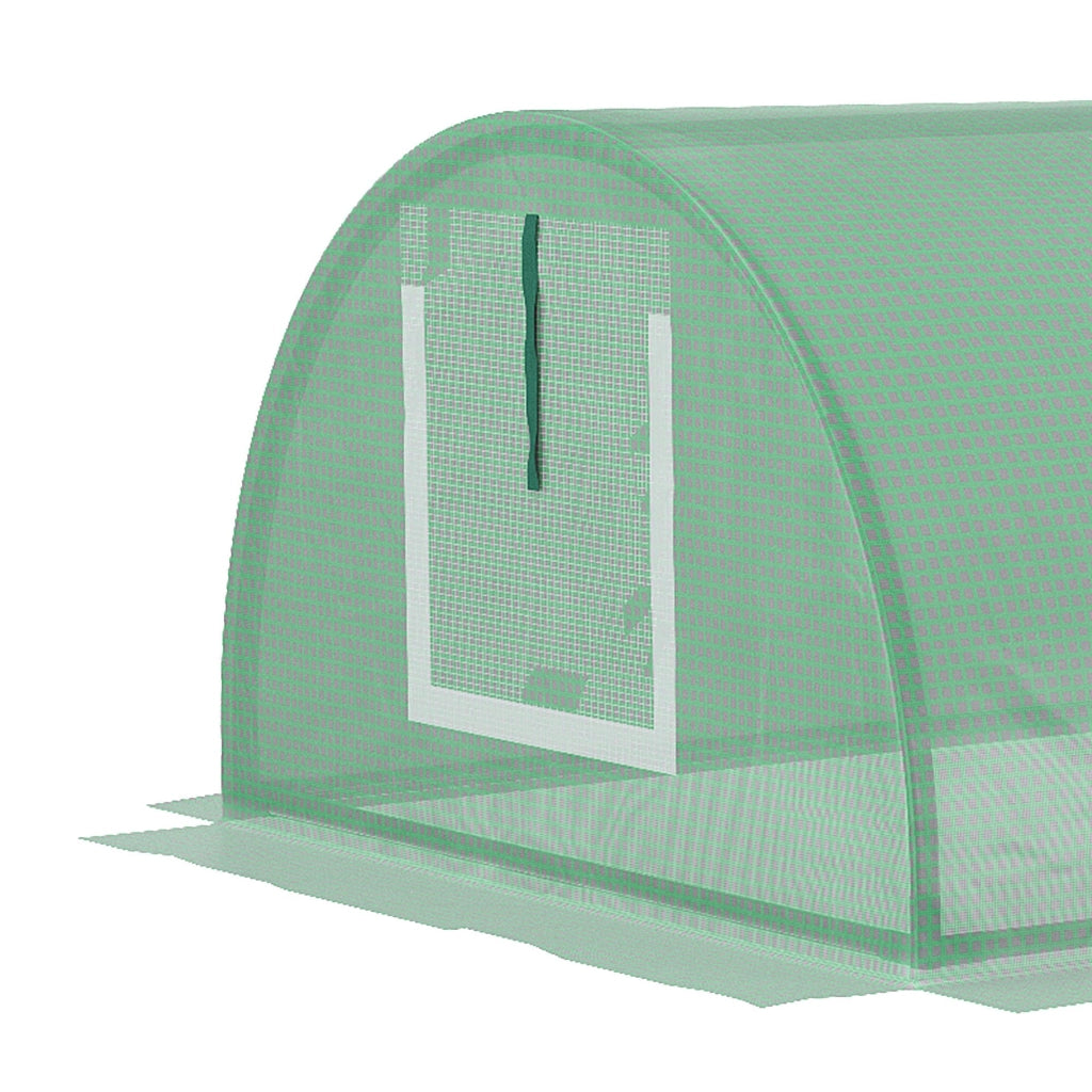 Serra Piccola 300x80x45 cm con 5 Finestrelle e Griglia Centrale in Acciaio PE e PP Verde