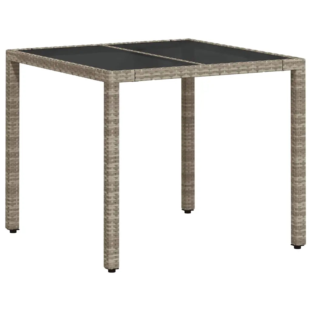 Tavolo Giardino Piano Vetro Grigio Chiaro 90x90x75cm Polyrattan 368122