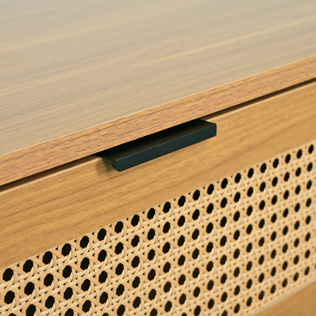 OKWISH Comò Retrò con 6 Cassetti, Maniglie in Metallo e Gambe in Legno Massello, per Camera Soggiorno Studio, Noce, 120×40×76.5 cm