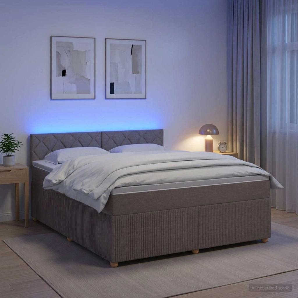 Letto box spring con materasso Tortora 180 x 200 cm Tessuto 3452999