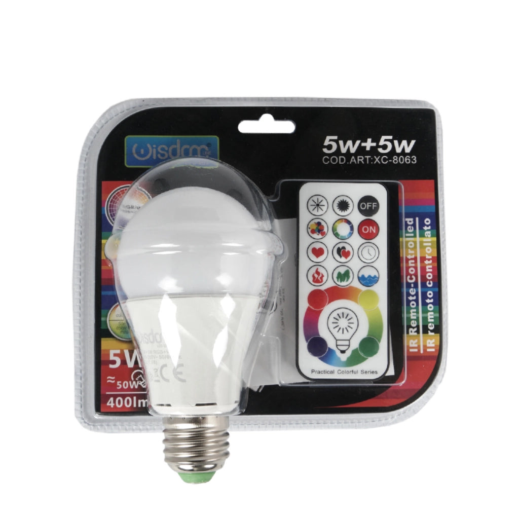 Lampadina led con attacco tradizionale E27 RGBW 5W