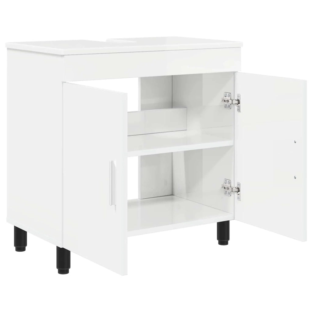 Mobiletto da bagno Bianco Lucido 60 x 35 x 60 cm 889399
