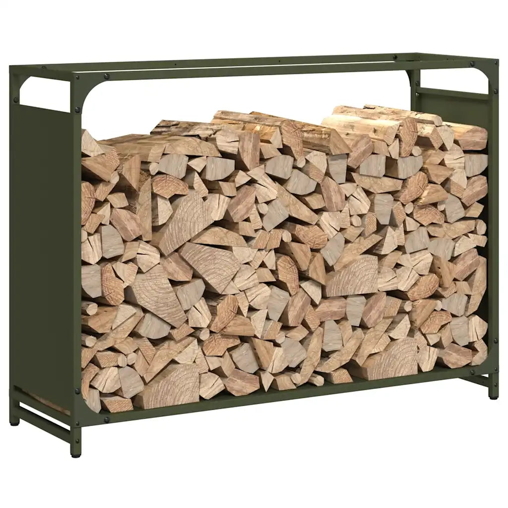 Rastrelliera per Legna da Ardere Verde Oliva 90x28x65 cm 864206