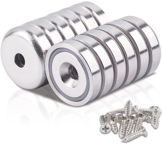 Poteneti Magnetici 20 mm 10 kg - Magnetici Neodimio - Magnetici Sotterranei - Magnetici da Inserimento - 12 Pezzi - Facili da Installare