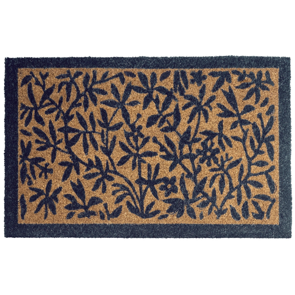 Zerbino in fibra di cocco naturale con fondo antiscivolo 50 x 80 cm Antiscivolo Decorativo Motivo foglie Zerbino di benvenuto