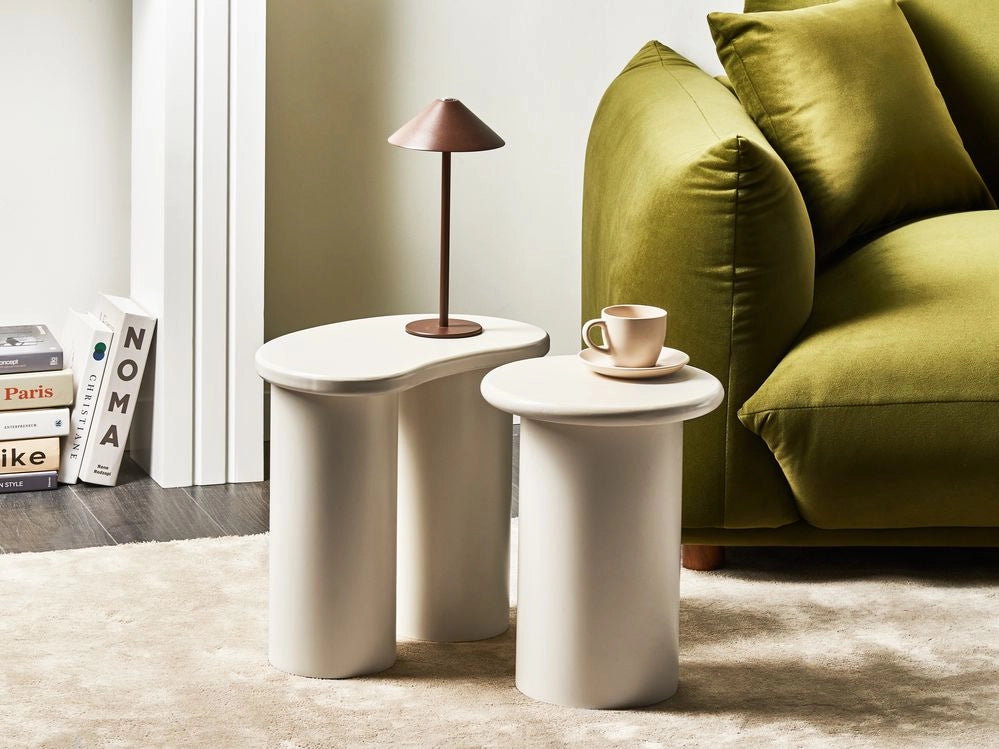 Tavolino rotondo MDF bianco design scandinavo da soggiorno