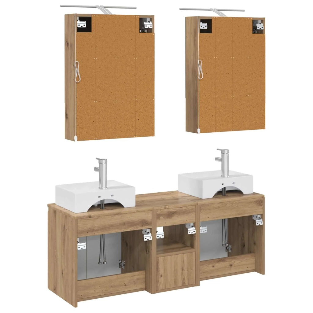 Set di Armadi da Bagno 5 pcs Rovere Artigianale 3406406