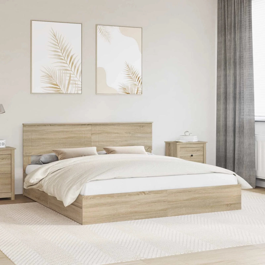 Letto con Contenitore con testiera Rovere Sonoma 180 x 200 cm