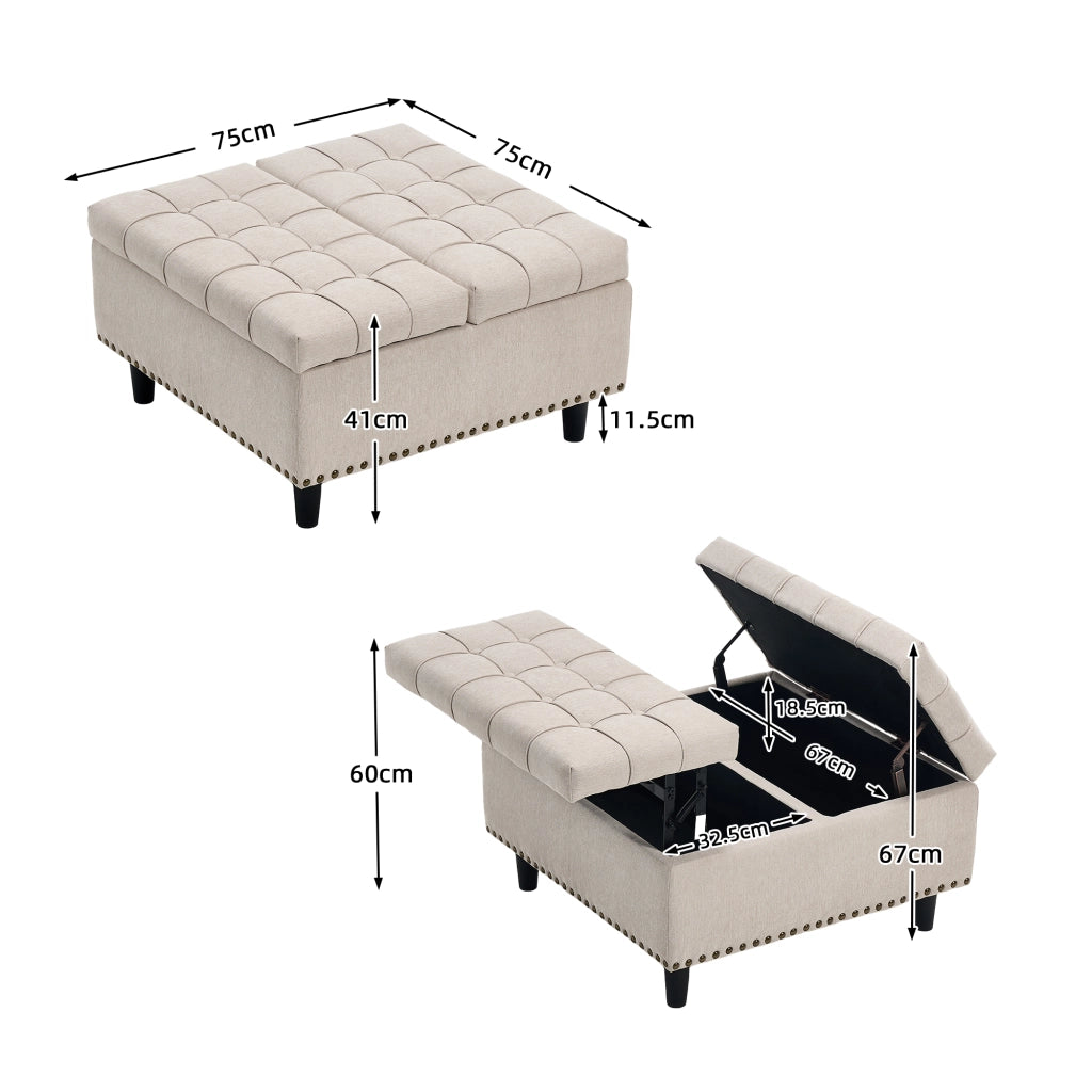 Panca Contenitore Imbottita ¨C MINIMAL ¨C Beige, seduta con vano, soggiorno camera