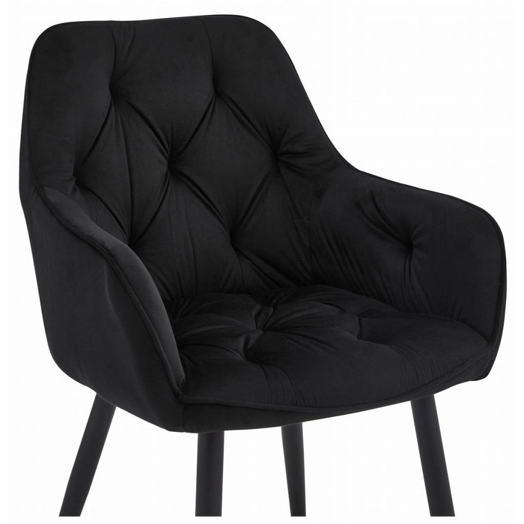 Poltroncina Jork in velluto nero con gambe in metallo
