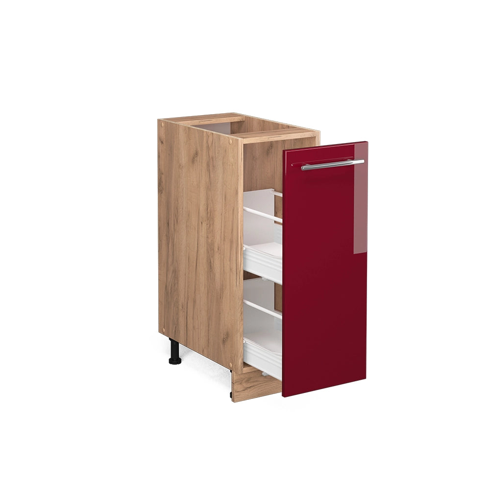 Armadio cucina dispensa alto Fame-Line Bordeaux lucido/Rovere dorato 30 cm, PL Antracite Vicco