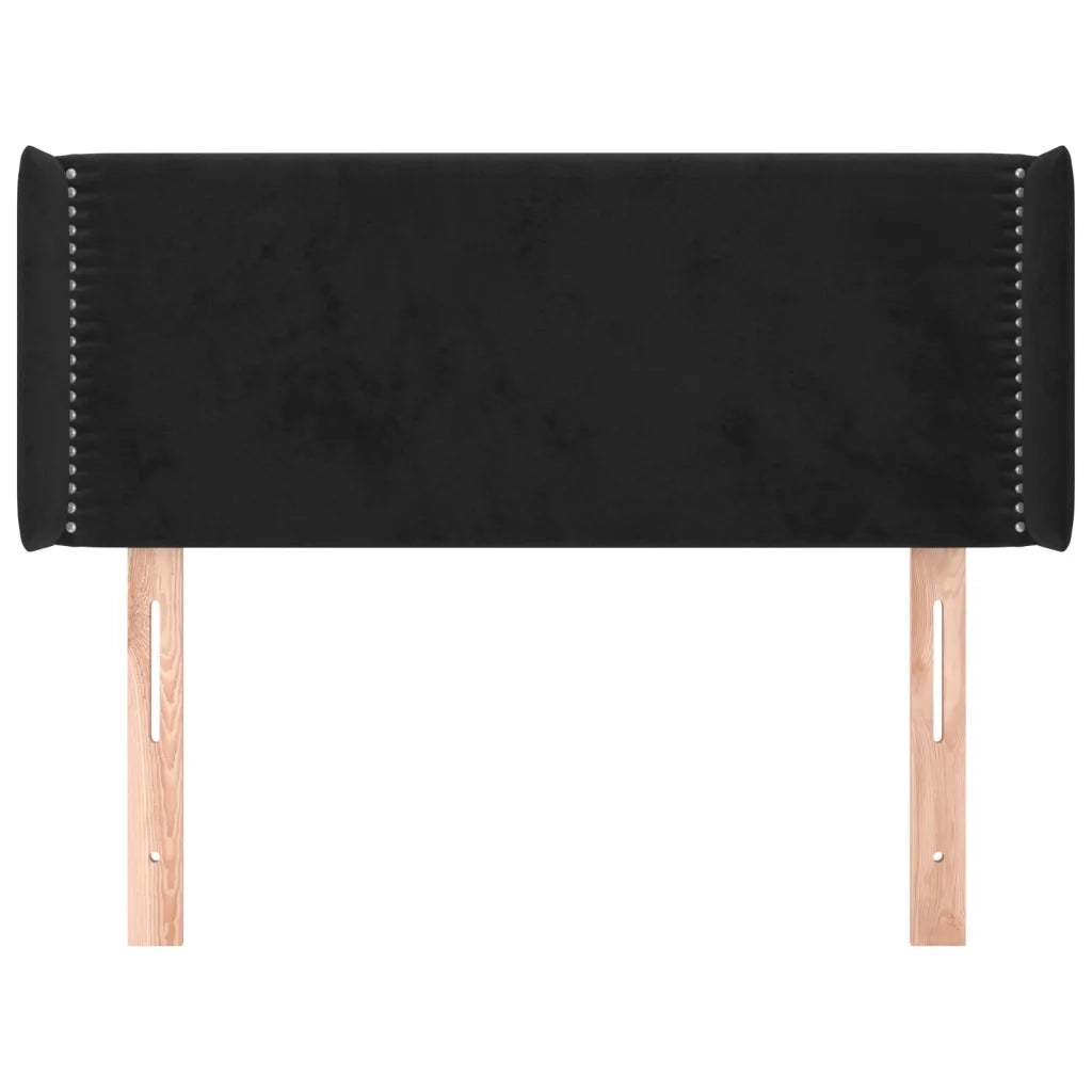 Testiera ad Orecchio Nera 93x16x78/88 cm in Velluto 3118666