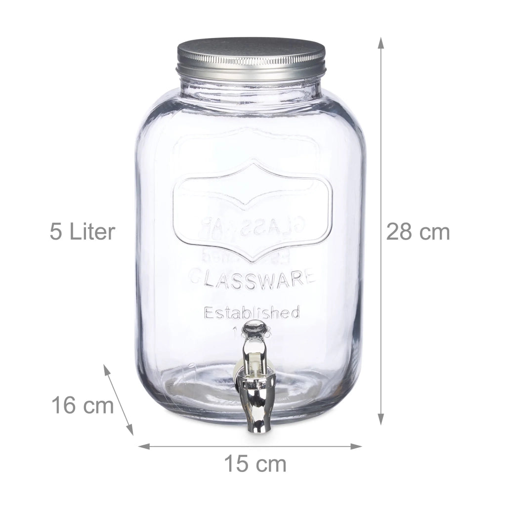 Distributore di bevande da 5 L in vetro trasparente retrò per bevande fredde e gassate 13_0004201