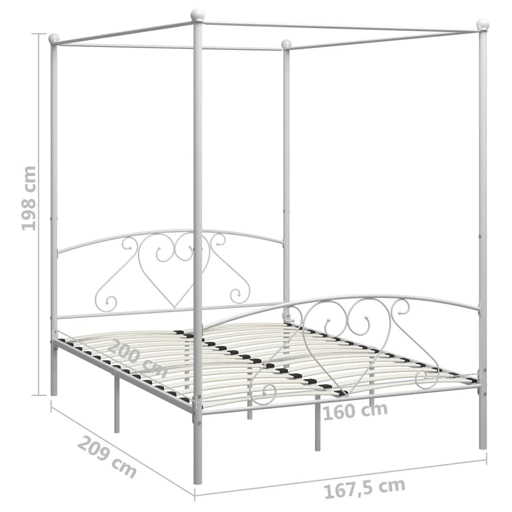 Giroletto Baldacchino senza Materasso-Struttura Letto Bianco 160x200 cm Metallo