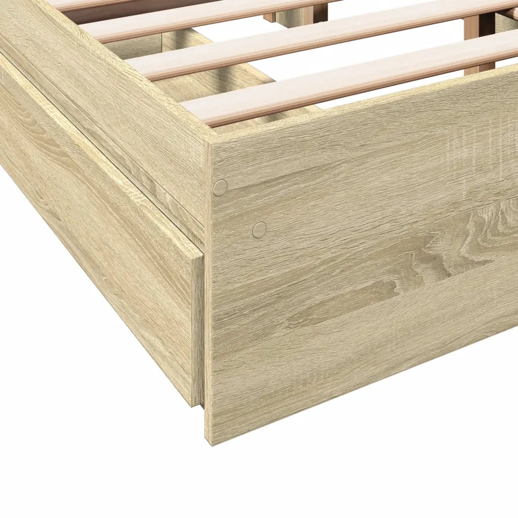 Giroletto Cassetti-Struttura Letto con contenitore Rovere Sonoma 140x200 cm Legno Multistrato 372414