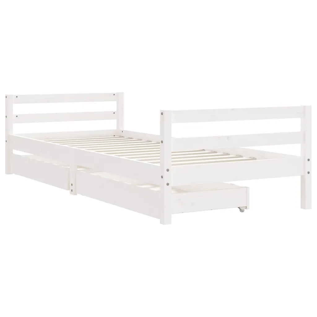 Giroletto Bambini con Cassetti Bianco 80x200cm Massello di Pinocod mxl 103108